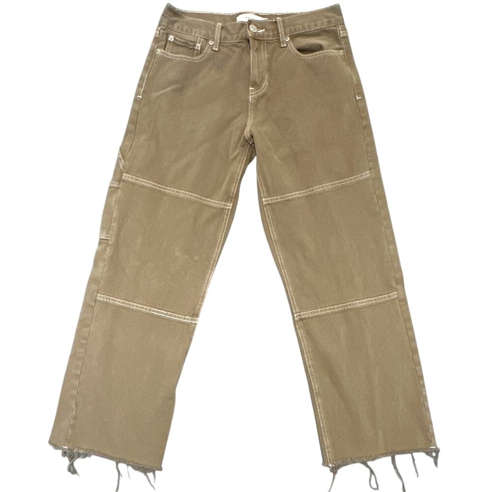 PacSun Women's Skate Pant Size 29 Kahki Cargo Carpenter Raw Hem Utility Jeans